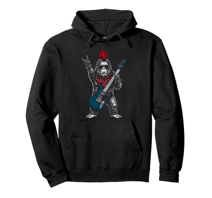 Funny Bigfoot Playing Guitar Usa Hoodie - Aesthetic Graphic Men Women - T-Shirt, Sweatshirt, Hoodie