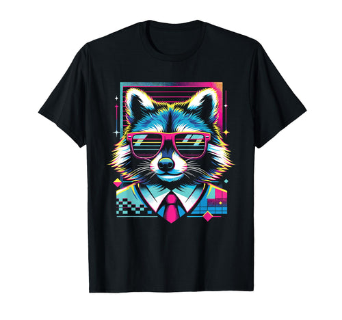 Raccoon Sunglasses 80S Aesthetic T-Shirt - Fun Novelty Design for Adults - T-Shirt, Sweatshirt, Hoodie