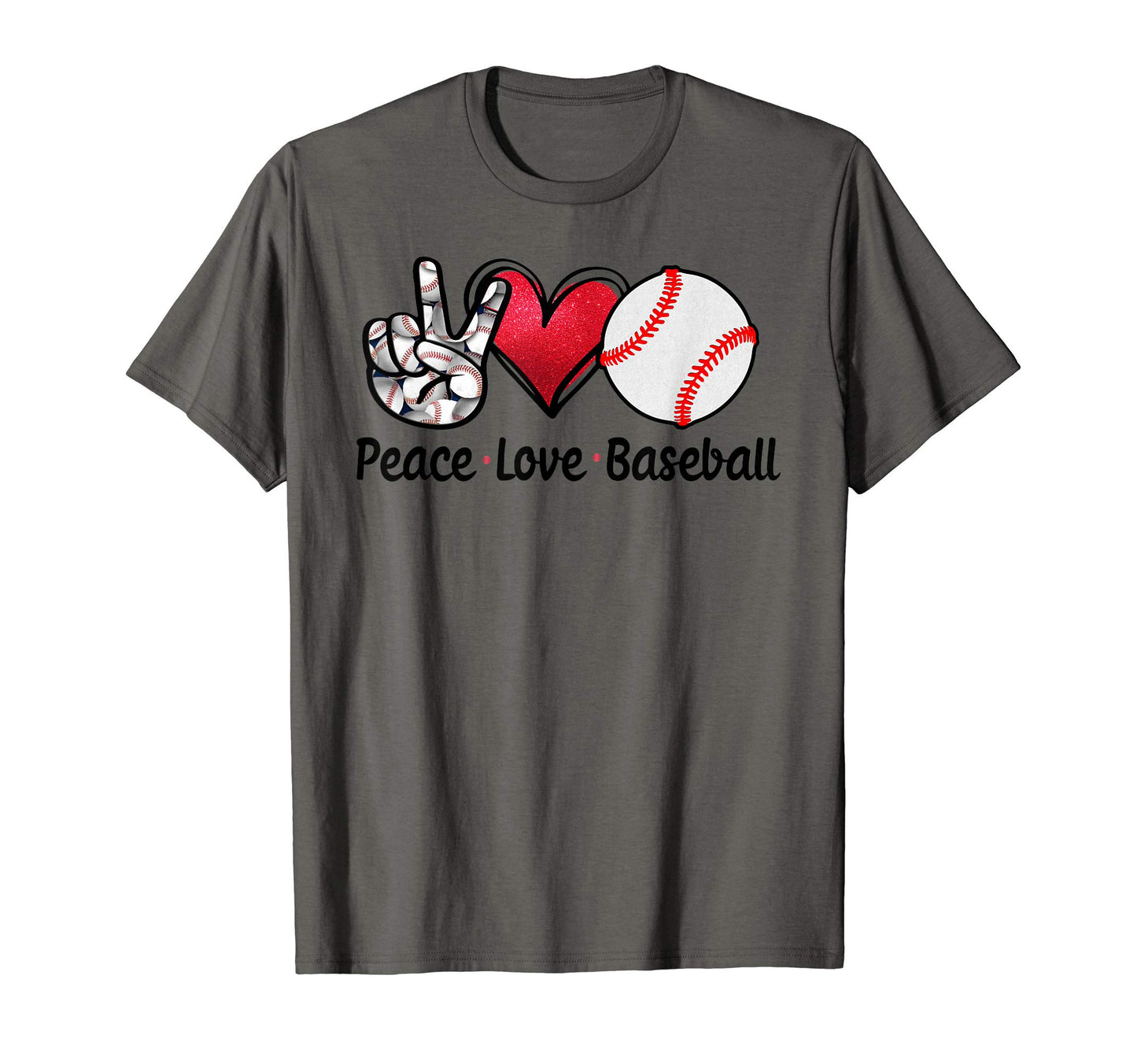 Peace Love Baseball T-Shirt - Custom Art Print Unisex - T-Shirt, Sweatshirt, Hoodie