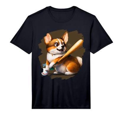 Corgi Playing Baseball Funny Dog Corgi T-Shirt - Graphic Print Unisex - T-Shirt, Sweatshirt, Hoodie