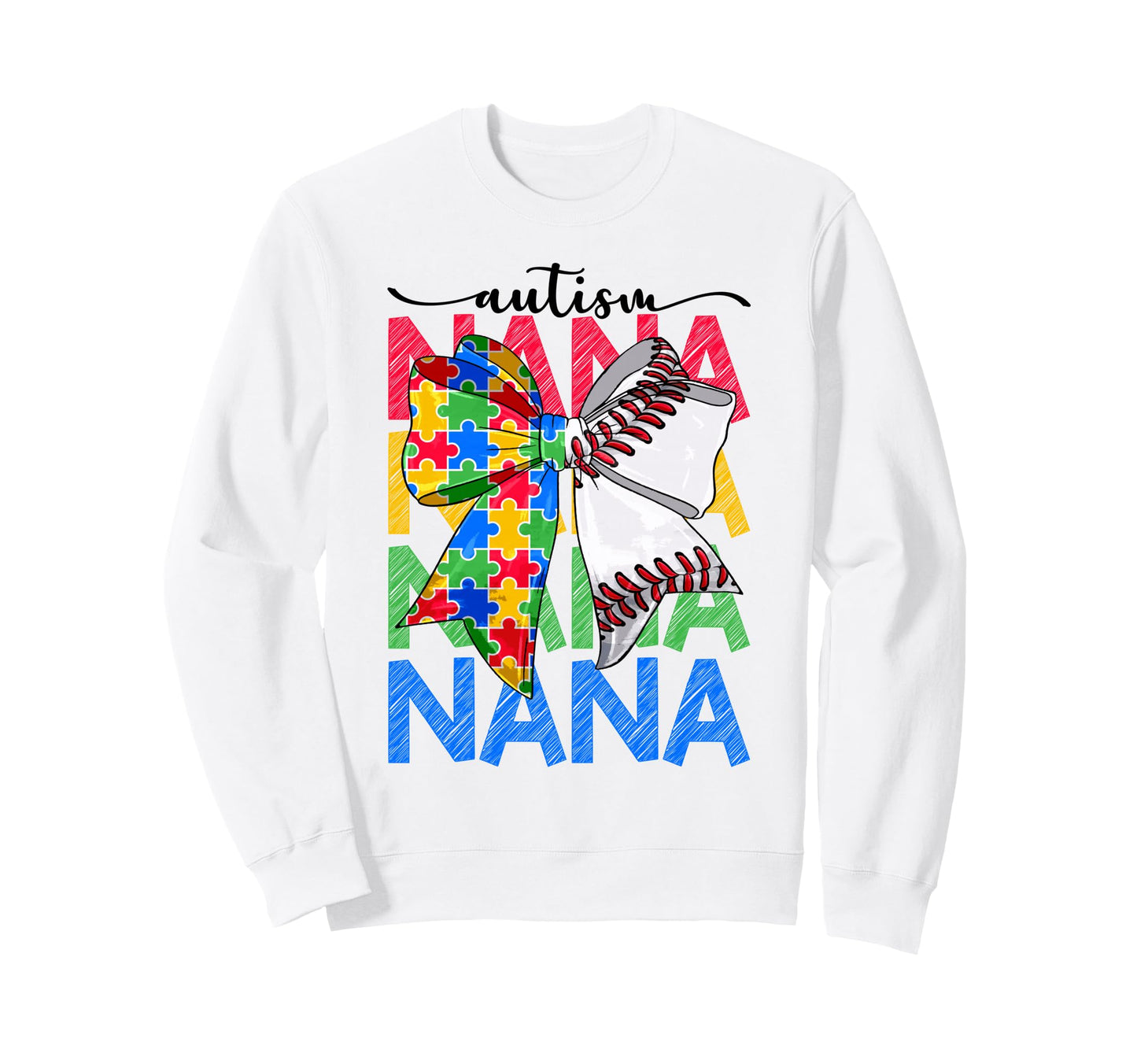 Autism Nana Autism Awareness Coquette Sweatshirt - Novelty Apparel Unisex - T-Shirt, Sweatshirt, Hoodie