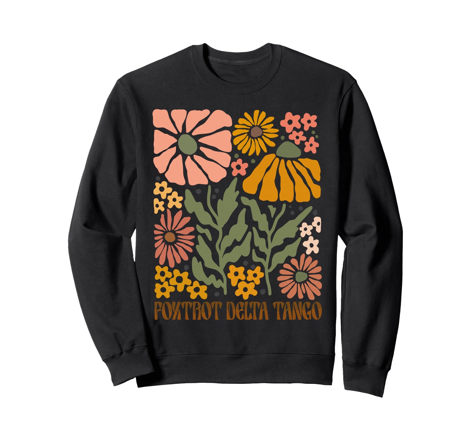 Groovy Boho Floral Patriotic Foxtrots Sweatshirt - Graphic Print Unisex - T-Shirt, Sweatshirt, Hoodie