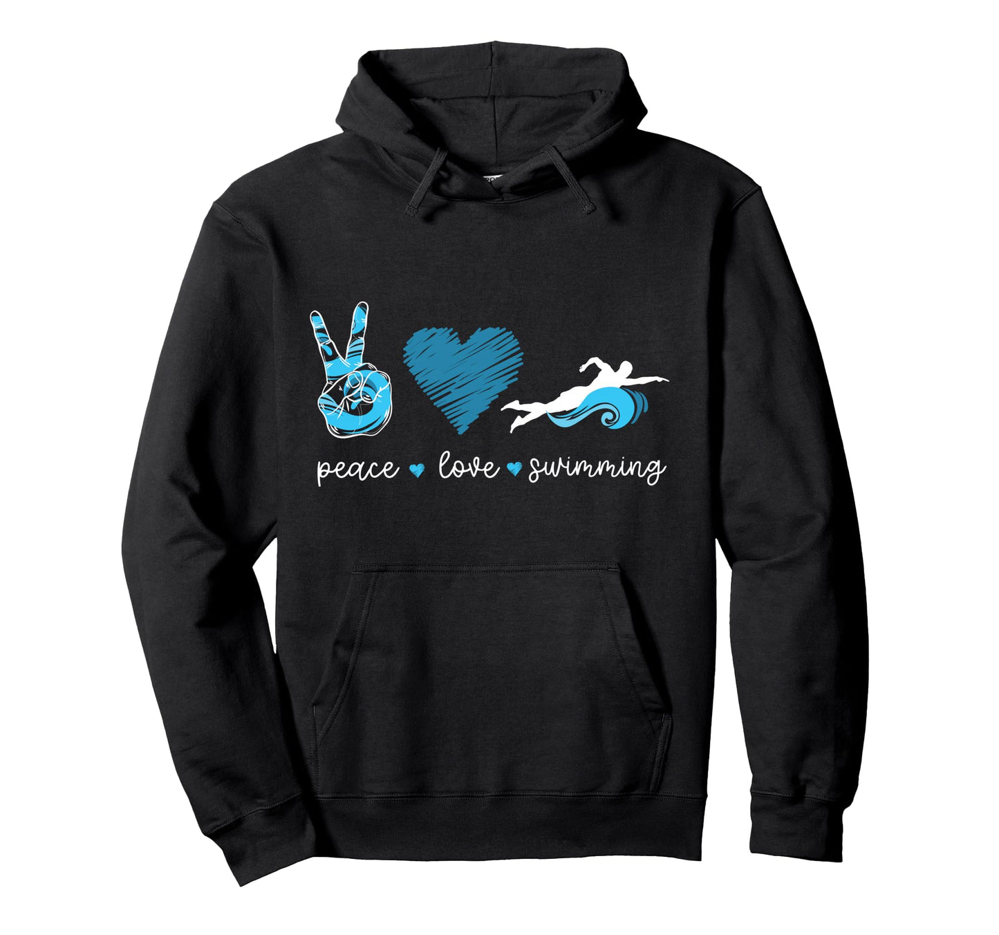 Swimmer Swim Peace Love Swimming Heart Hoodie - Aesthetic Graphic Men Women - T-Shirt, Sweatshirt, Hoodie
