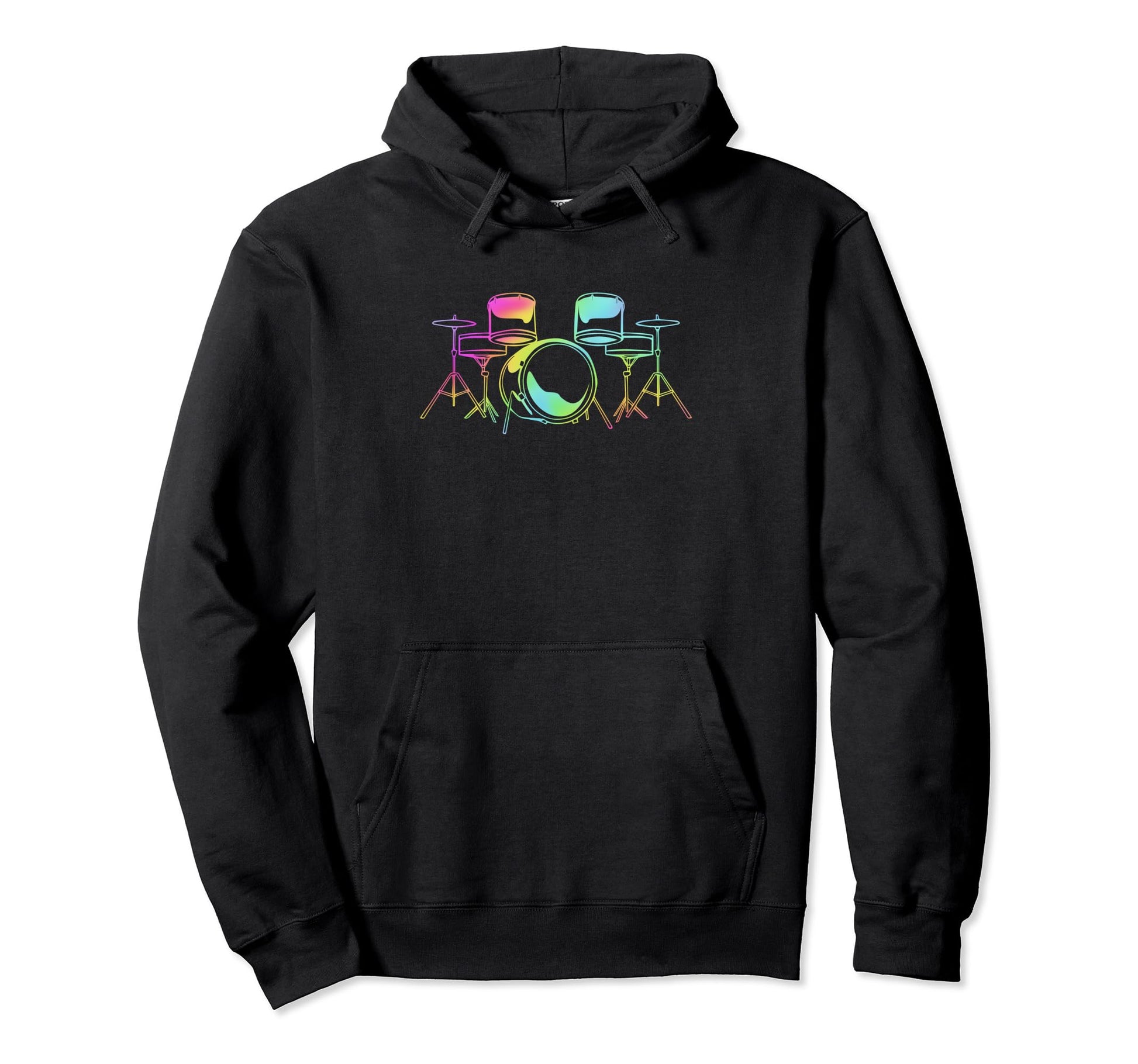 Rainbow Percussion Drummer Drum Set Hoodie - Trendy Graphic for Adults - T-Shirt, Sweatshirt, Hoodie