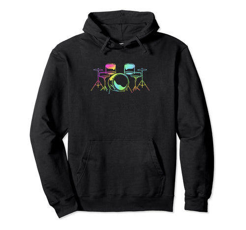 Rainbow Percussion Drummer Drum Set Hoodie - Trendy Graphic for Adults - T-Shirt, Sweatshirt, Hoodie