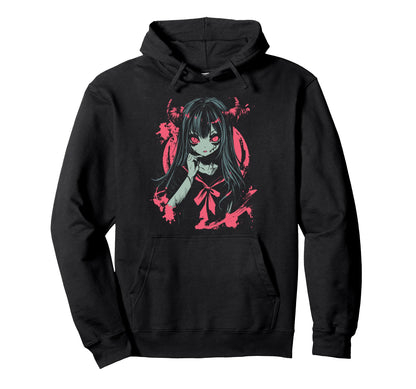 Anime Horror Aesthetic Vaporwave Waifu Hoodie - Aesthetic Graphic Unisex - T-Shirt, Sweatshirt, Hoodie