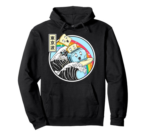 Happy Toaster Surfing Kanagawa Wave Hoodie - Fun Novelty Design Unisex - T-Shirt, Sweatshirt, Hoodie