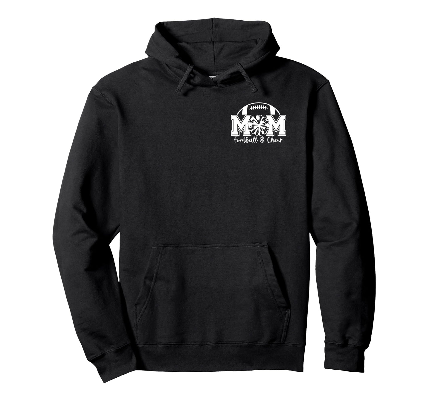 2 Sided Football And Cheer Mom Game Hoodie - Minimalist Print for Adults - T-Shirt, Sweatshirt, Hoodie