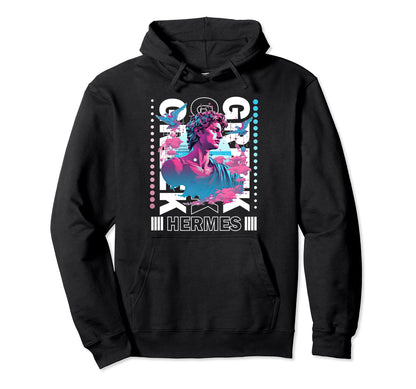 Greek God Hermes Statue Vaporwave Hoodie - Custom Art Print for Adults - T-Shirt, Sweatshirt, Hoodie