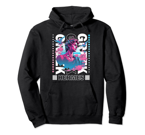 Greek God Hermes Statue Vaporwave Hoodie - Custom Art Print for Adults - T-Shirt, Sweatshirt, Hoodie
