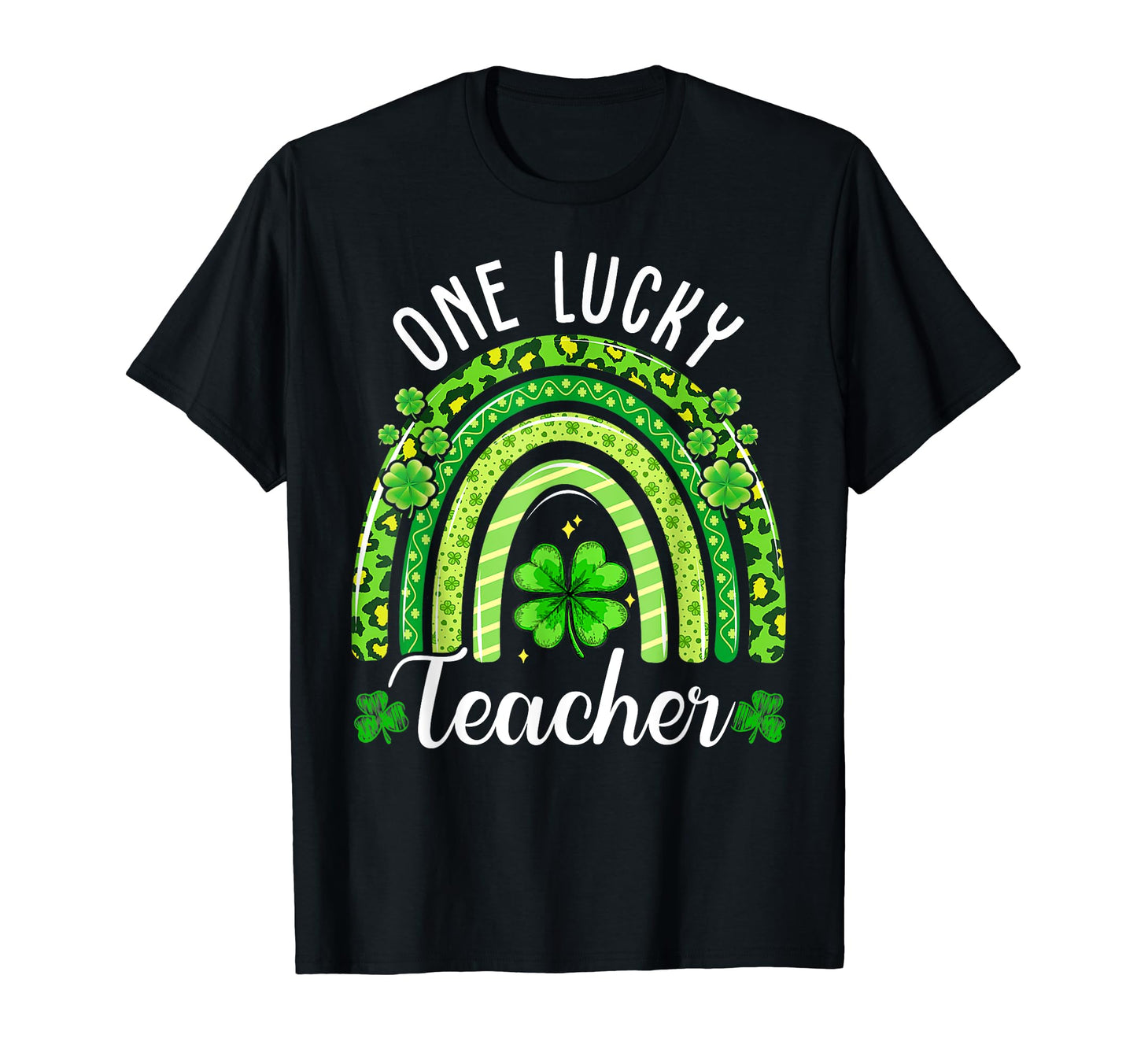 One Lucky Teacher Rainbow Shamrock St T-Shirt - Graphic Print for Adults - T-Shirt, Sweatshirt, Hoodie