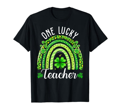 One Lucky Teacher Rainbow Shamrock St T-Shirt - Graphic Print for Adults - T-Shirt, Sweatshirt, Hoodie