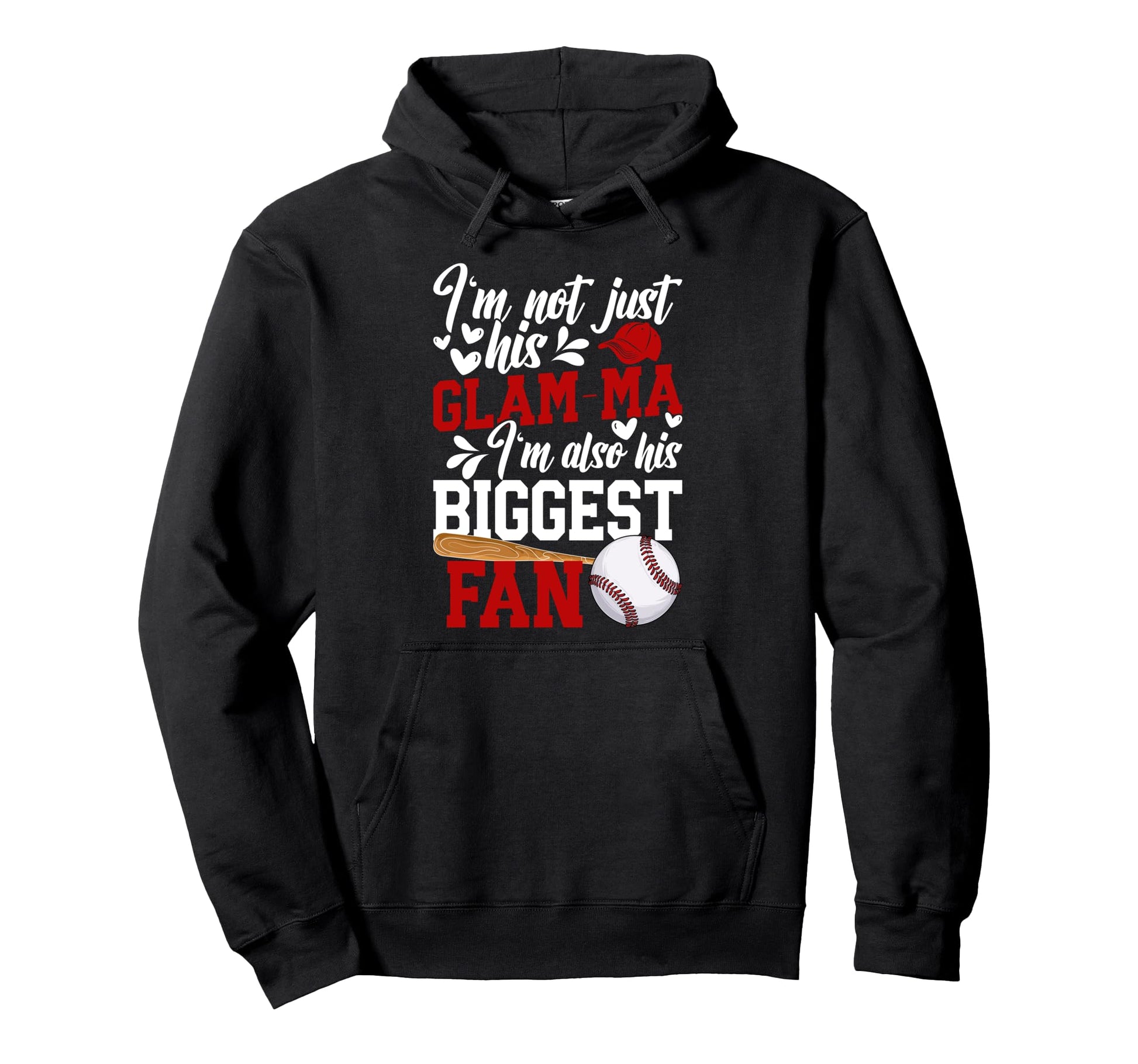 Biggest Fan Baseball Glam Ma Baseball Hoodie - Novelty Apparel Unisex - T-Shirt, Sweatshirt, Hoodie
