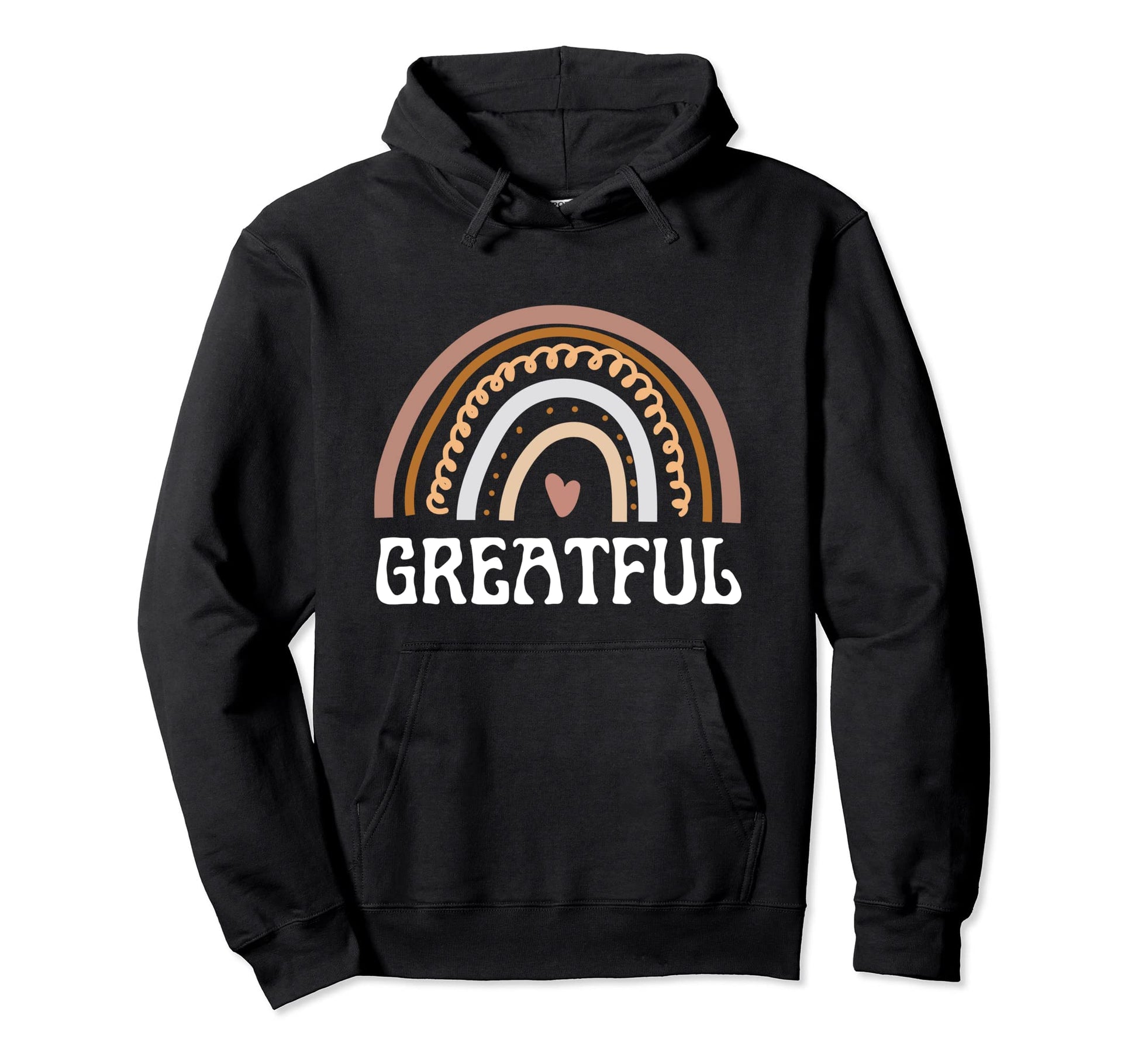 Greatful Boho Rainbow Heart Hippie Hoodie - Aesthetic Graphic Men Women - T-Shirt, Sweatshirt, Hoodie