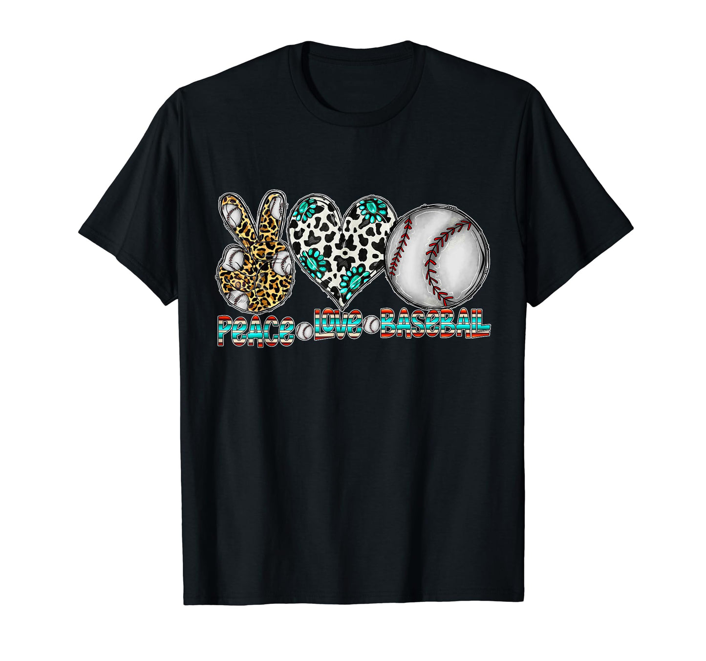 Peace Love Baseball Player Mom Sister T-Shirt - Minimalist Print Men Women - T-Shirt, Sweatshirt, Hoodie