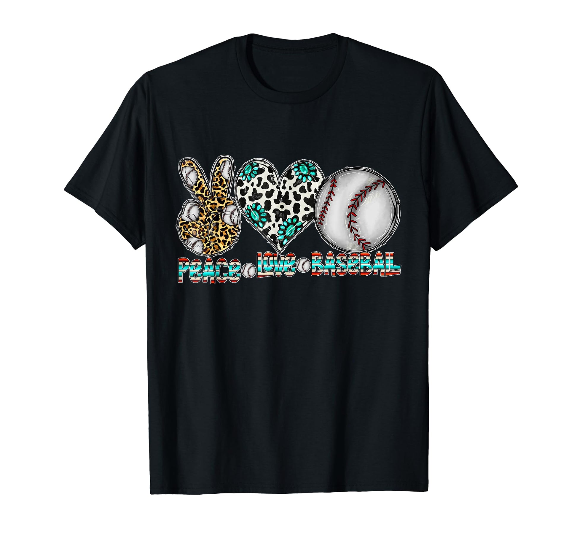 Peace Love Baseball Player Mom Sister T-Shirt - Minimalist Print Men Women - T-Shirt, Sweatshirt, Hoodie