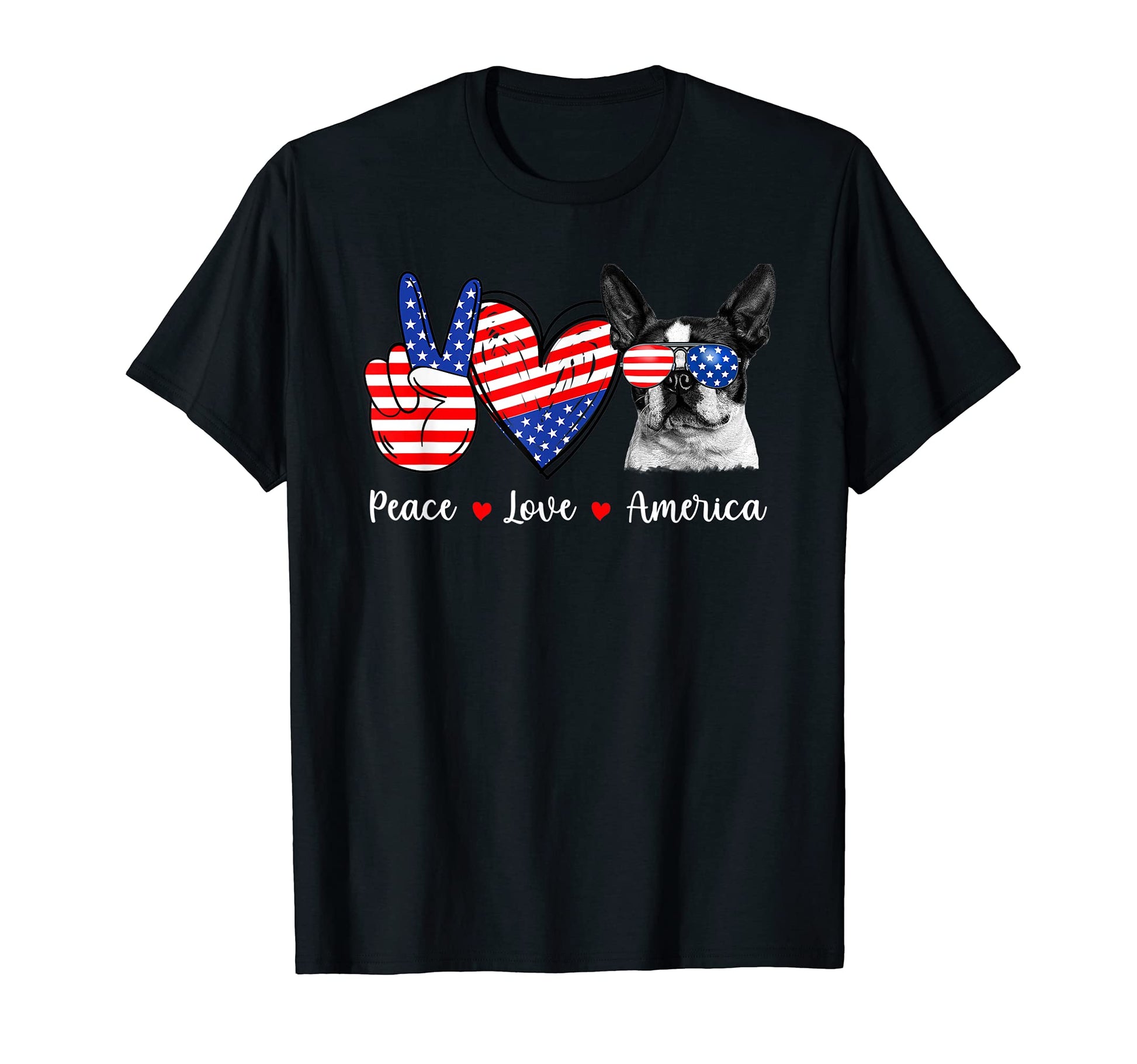 Peace Love Boston Terrier Dog T-Shirt - Casual Everyday Wear Unisex - T-Shirt, Sweatshirt, Hoodie