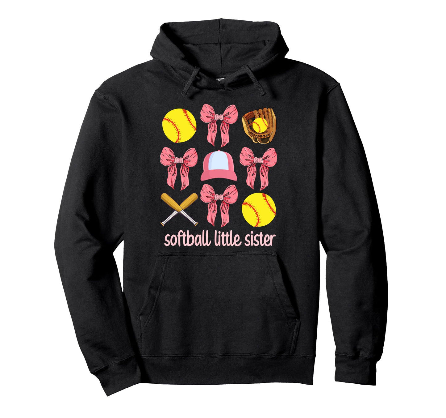 Softball Little Sister Softball Player Hoodie - Trendy Graphic Men Women - T-Shirt, Sweatshirt, Hoodie