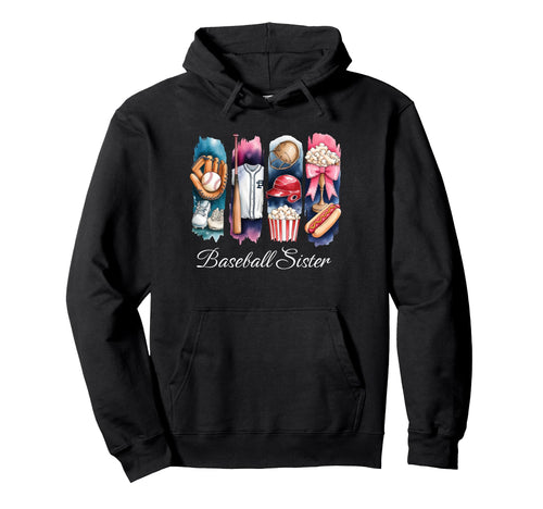 Baseball Sister Coquette Bow Baseball Hoodie - Trendy Graphic Men Women - T-Shirt, Sweatshirt, Hoodie