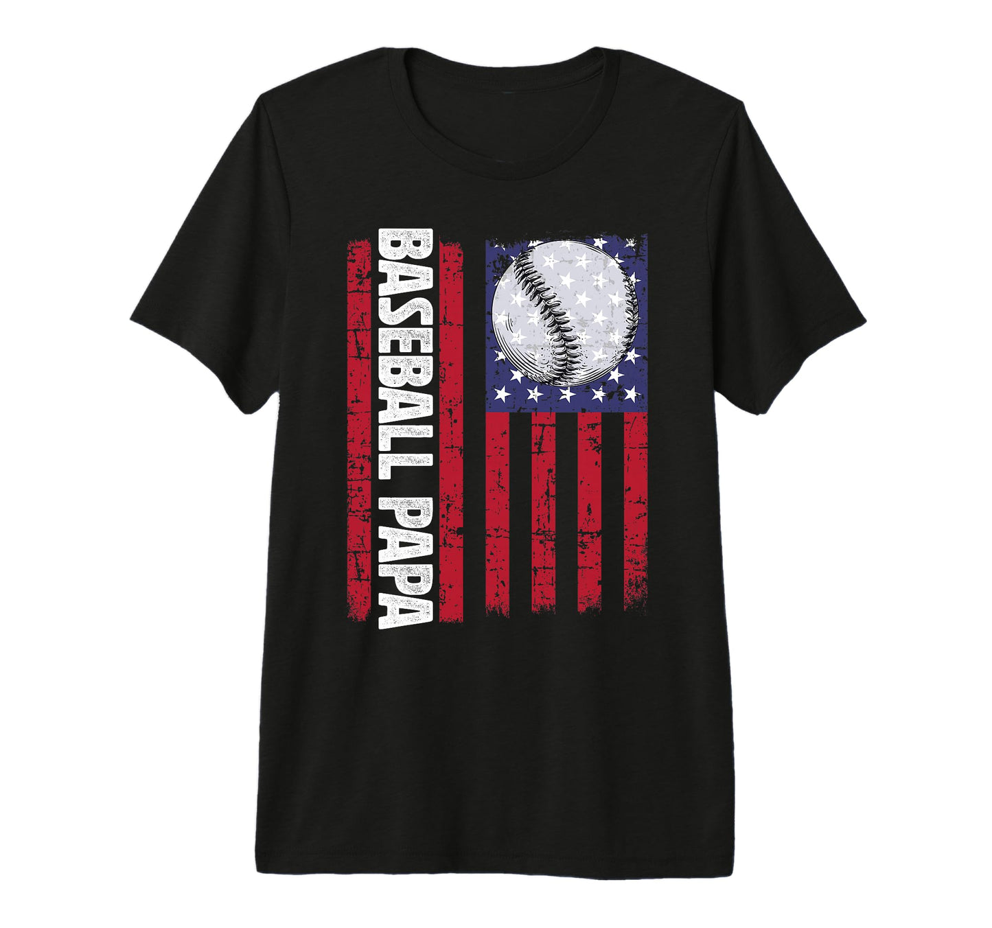Mens Baseball Papa Usa Flag Coach T-Shirt - Custom Art Print Unisex - T-Shirt, Sweatshirt, Hoodie