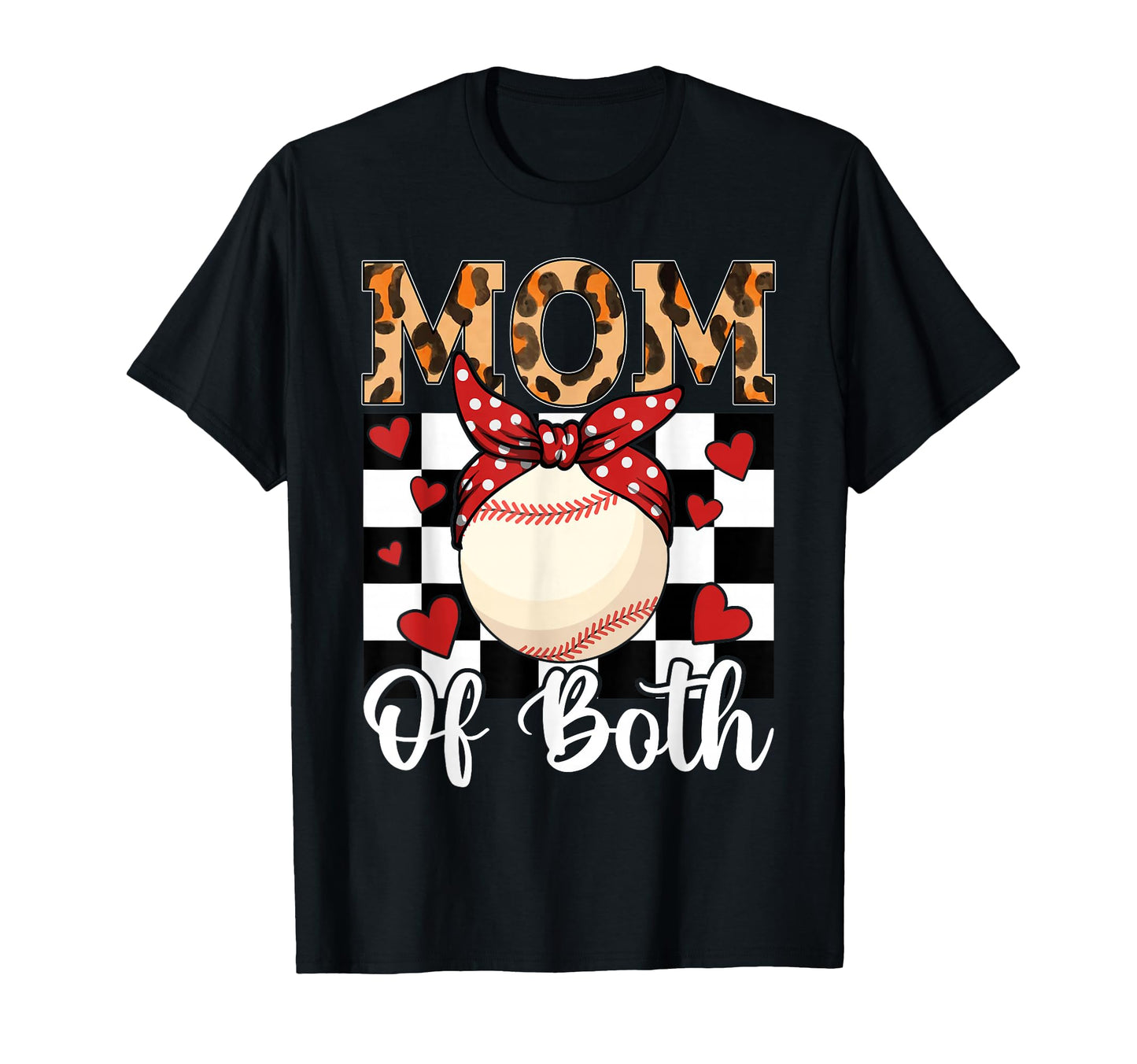 Mom Both Leopard Game Day Baseball T-Shirt - Casual Everyday Wear Unisex - T-Shirt, Sweatshirt, Hoodie