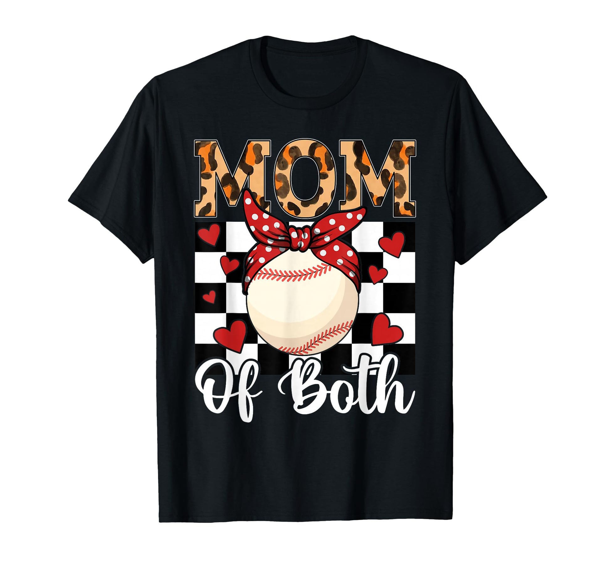 Mom Both Leopard Game Day Baseball T-Shirt - Casual Everyday Wear Unisex - T-Shirt, Sweatshirt, Hoodie