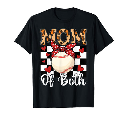 Mom Both Leopard Game Day Baseball T-Shirt - Casual Everyday Wear Unisex - T-Shirt, Sweatshirt, Hoodie
