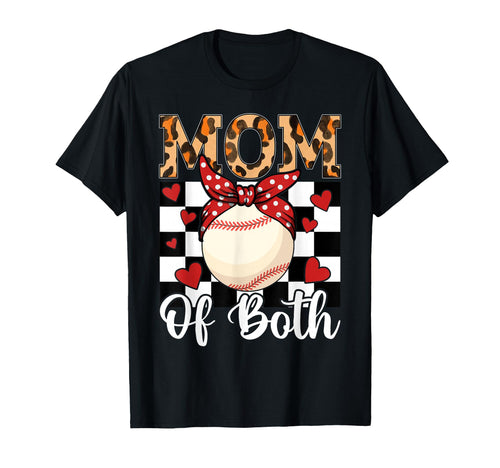 Mom Both Leopard Game Day Baseball T-Shirt - Casual Everyday Wear Unisex - T-Shirt, Sweatshirt, Hoodie