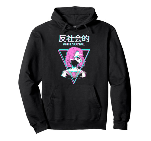 Antisocial Vaporwave Anime Japanese Hoodie - Streetwear Style for Adults - T-Shirt, Sweatshirt, Hoodie