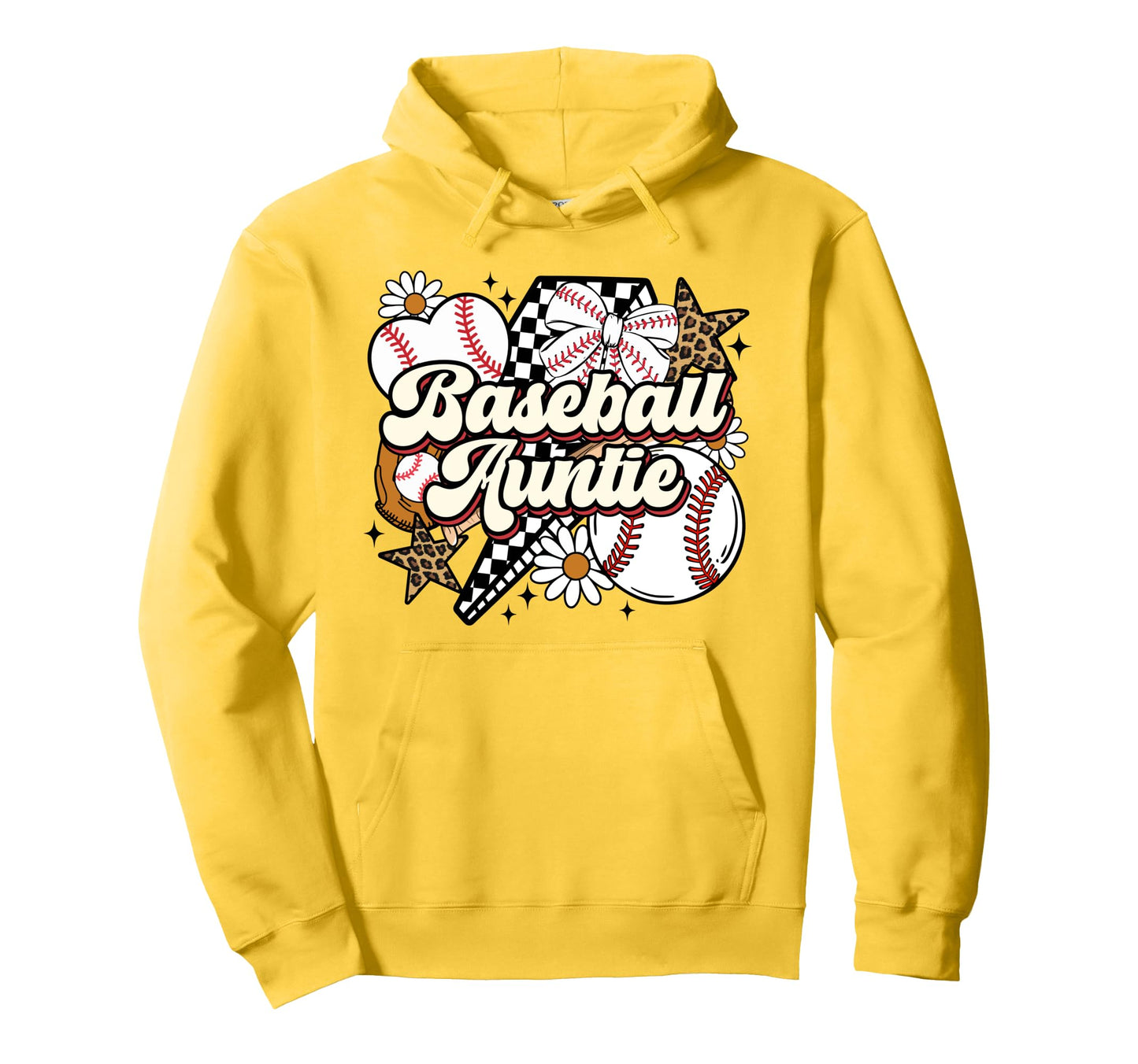 Baseball Auntie Funny Leopard Baseball Hoodie - Novelty Apparel for Adults - T-Shirt, Sweatshirt, Hoodie