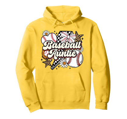 Baseball Auntie Funny Leopard Baseball Hoodie - Novelty Apparel for Adults - T-Shirt, Sweatshirt, Hoodie
