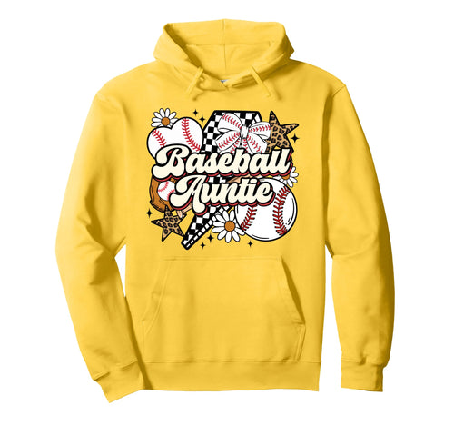 Baseball Auntie Funny Leopard Baseball Hoodie - Novelty Apparel for Adults - T-Shirt, Sweatshirt, Hoodie
