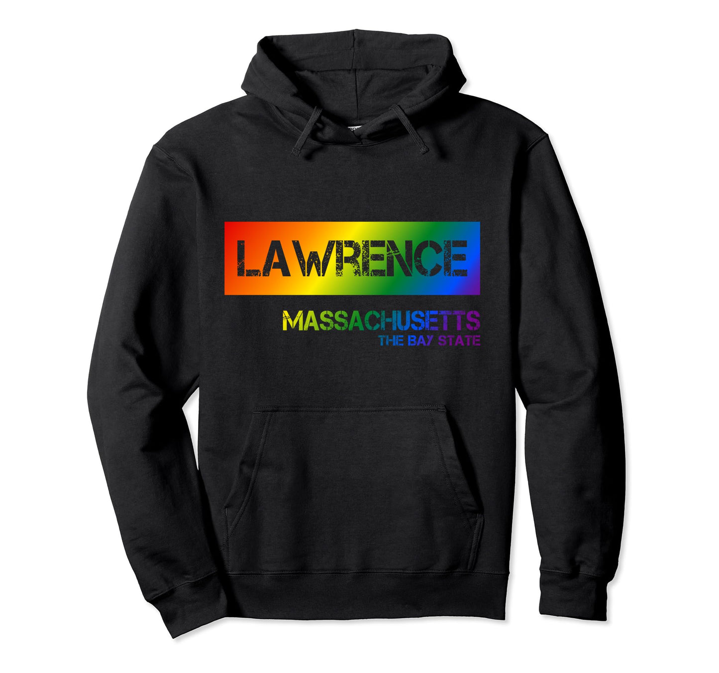 Lawrence Massachusetts Lgbtqai Rainbow Hoodie - Custom Art Print for Adults - T-Shirt, Sweatshirt, Hoodie