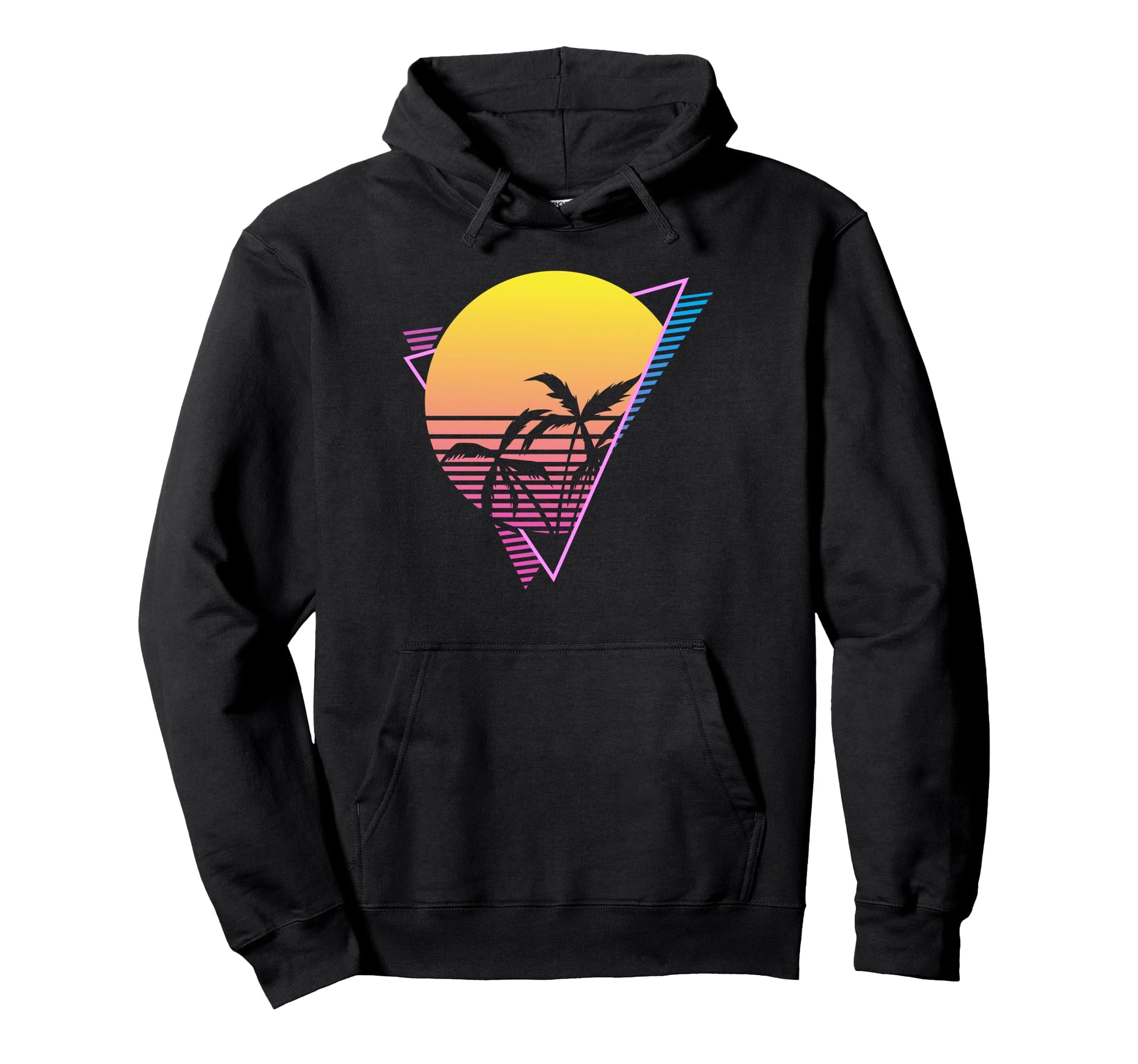Sunset Palm Trees Synthwave Vaporwave Hoodie - Unique Graphic for Adults - T-Shirt, Sweatshirt, Hoodie