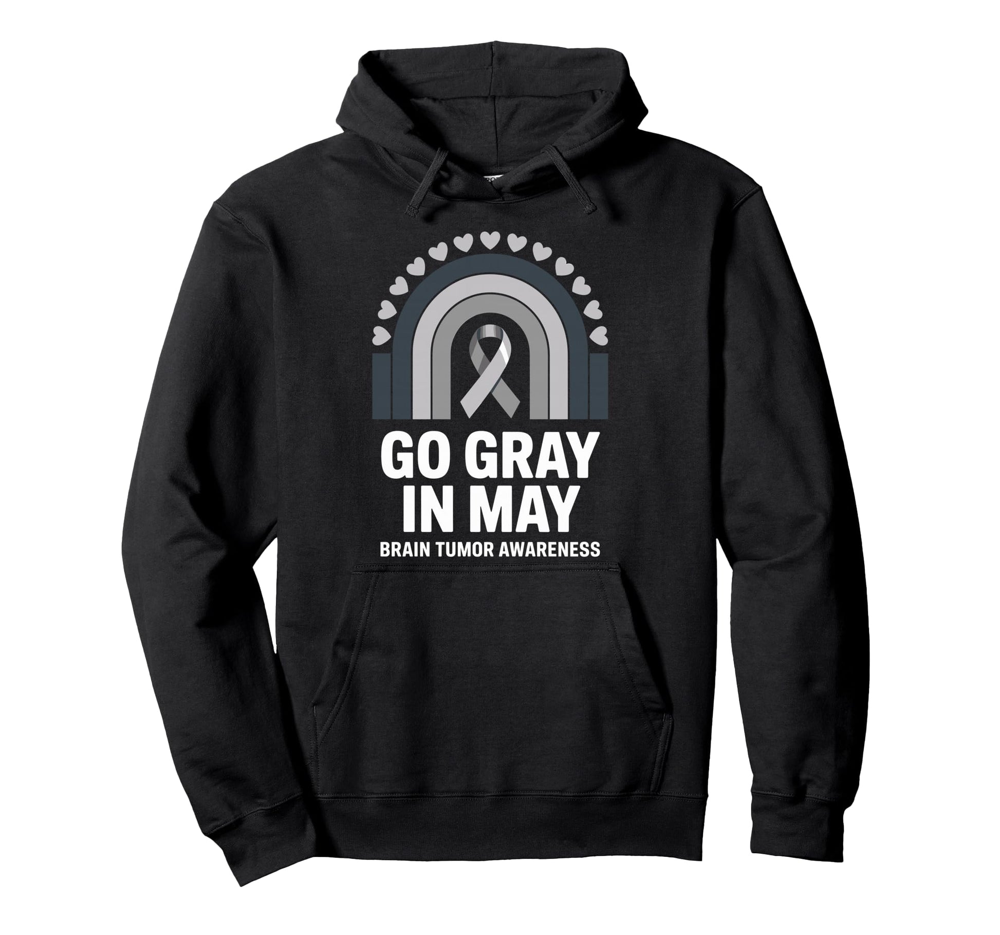 Go Gray May Brain Tumor Awareness Rainbow Hoodie - Custom Art Print Unisex - T-Shirt, Sweatshirt, Hoodie