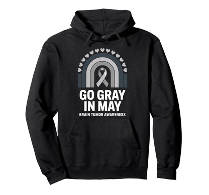 Go Gray May Brain Tumor Awareness Rainbow Hoodie - Custom Art Print Unisex - T-Shirt, Sweatshirt, Hoodie