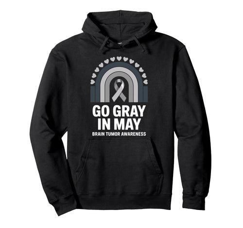 Go Gray May Brain Tumor Awareness Rainbow Hoodie - Custom Art Print Unisex - T-Shirt, Sweatshirt, Hoodie