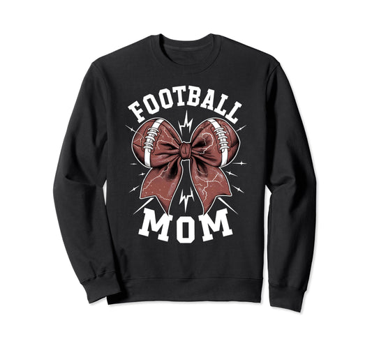 Womens Moms Coquette Bow Football Sweatshirt - Aesthetic Graphic Men Women - T-Shirt, Sweatshirt, Hoodie