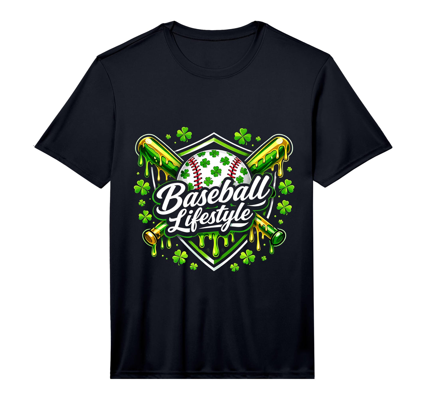 Baseball Lifestyle Shamrock Drip T-Shirt - Casual Everyday Wear for Adults - T-Shirt, Sweatshirt, Hoodie
