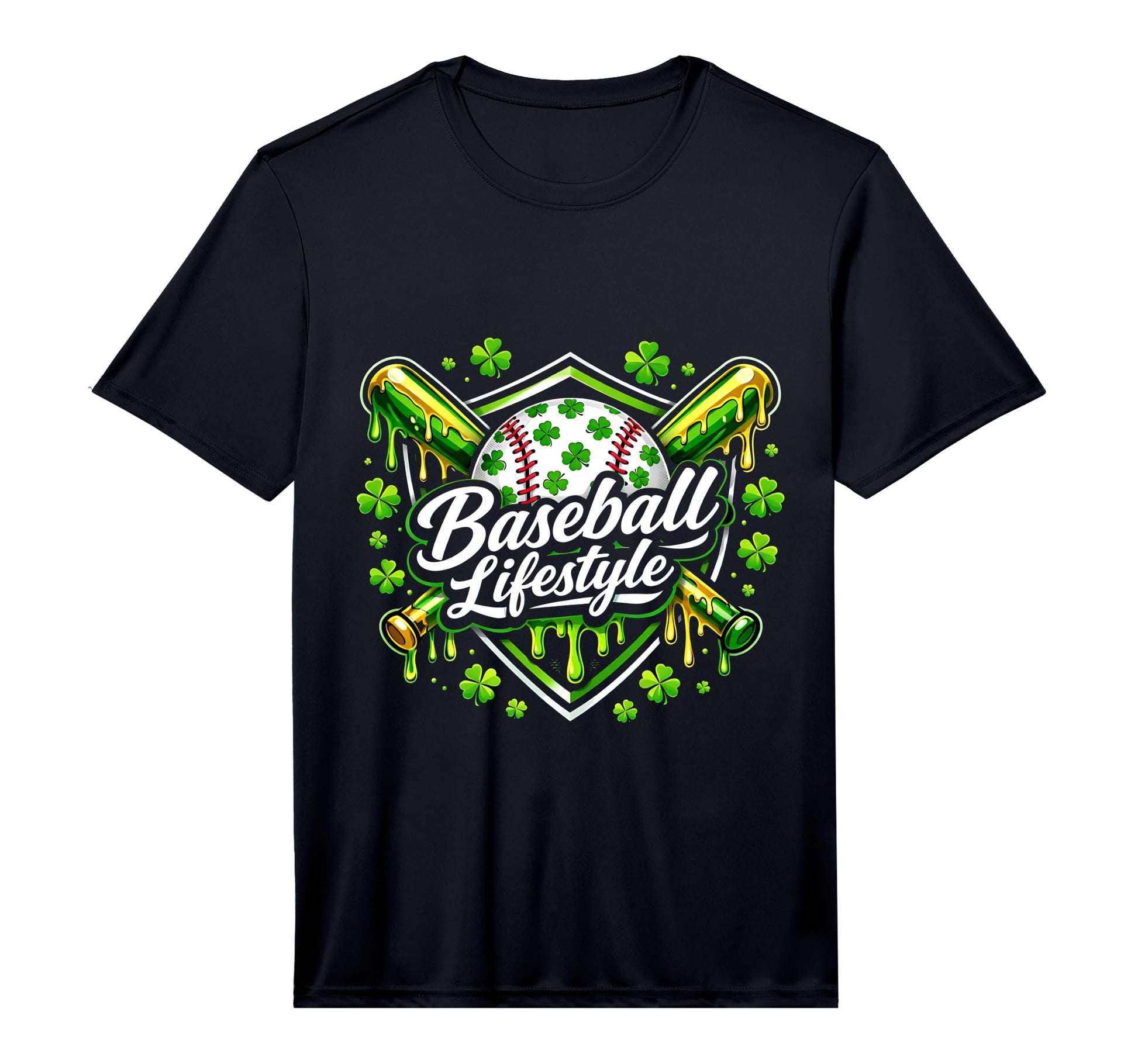 Baseball Lifestyle Shamrock Drip T-Shirt - Casual Everyday Wear for Adults - T-Shirt, Sweatshirt, Hoodie