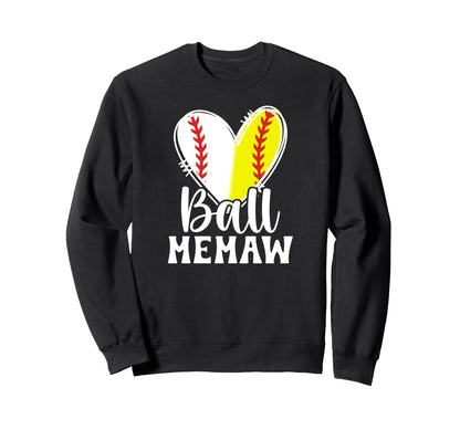 Ball Memaw Heart Baseball Softball Sweatshirt - Custom Art Print Unisex - T-Shirt, Sweatshirt, Hoodie