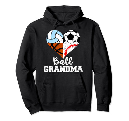 Ball Grandma Funny Soccer Baseball Hoodie - Unique Graphic Men Women - T-Shirt, Sweatshirt, Hoodie