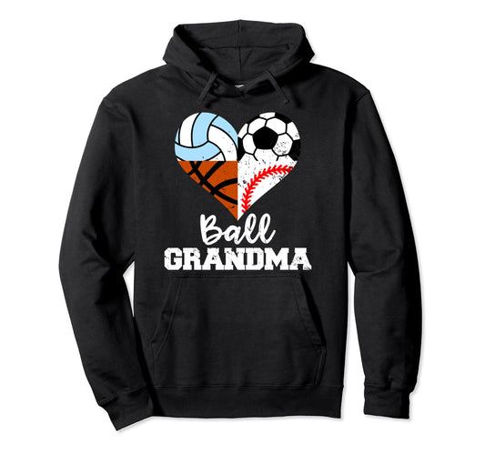 Ball Grandma Funny Soccer Baseball Hoodie - Unique Graphic Men Women - T-Shirt, Sweatshirt, Hoodie