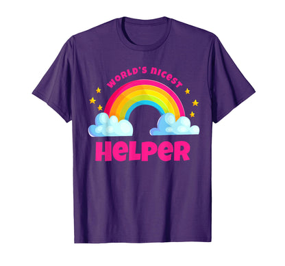 Worlds Nicest Helper Rainbow Funny Helper T-Shirt - Graphic Print Unisex - T-Shirt, Sweatshirt, Hoodie