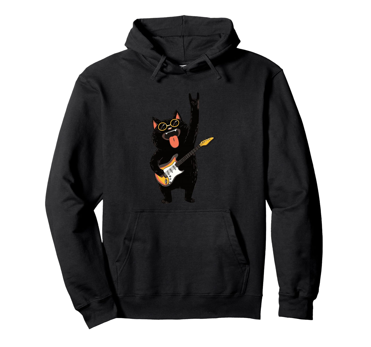 Cat Playing Guitar Funny Music Lovers Hoodie - Fun Novelty Design Men Women - T-Shirt, Sweatshirt, Hoodie