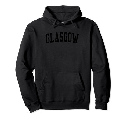 Glasgow De Distressed Black Varsity Hoodie - Graphic Print for Adults - T-Shirt, Sweatshirt, Hoodie