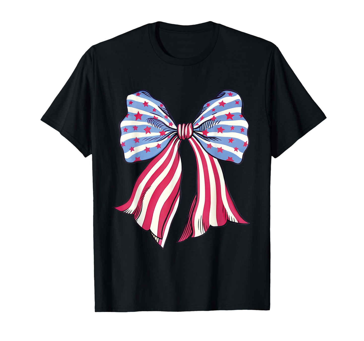 Patriotic Bow Stars Stripes American T-Shirt - Aesthetic Graphic Men Women - T-Shirt, Sweatshirt, Hoodie