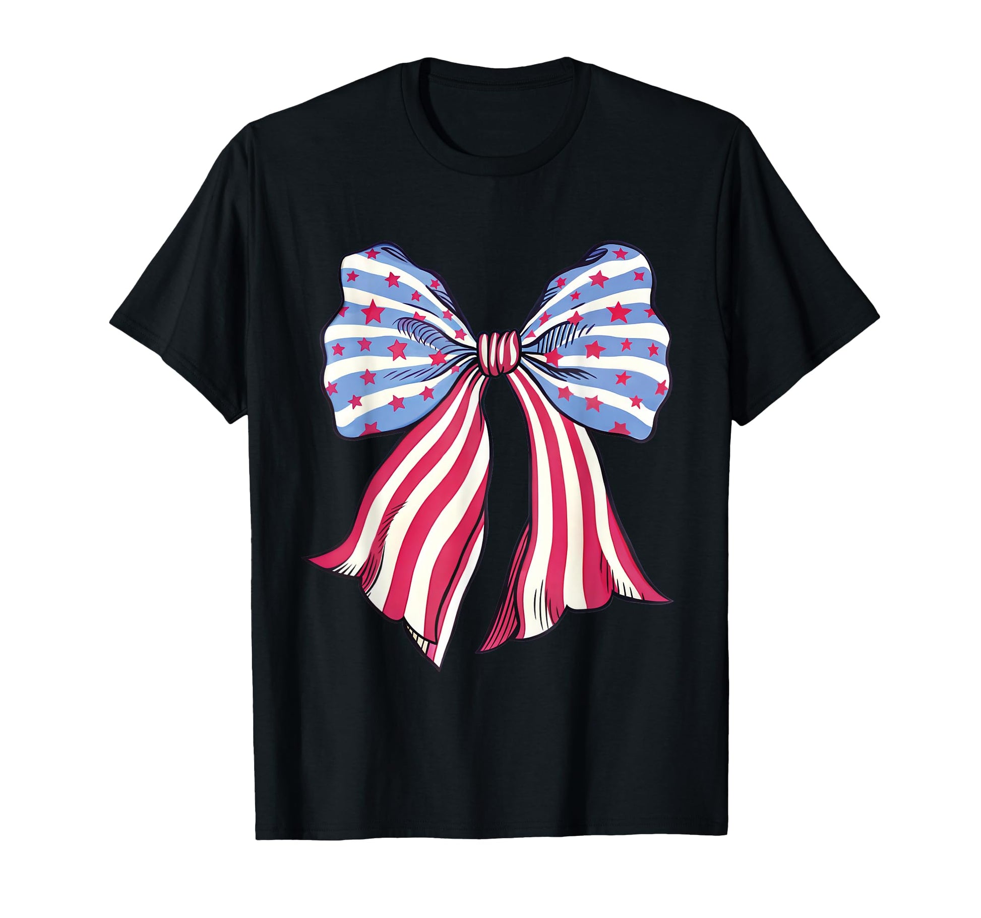 Patriotic Bow Stars Stripes American T-Shirt - Aesthetic Graphic Men Women - T-Shirt, Sweatshirt, Hoodie
