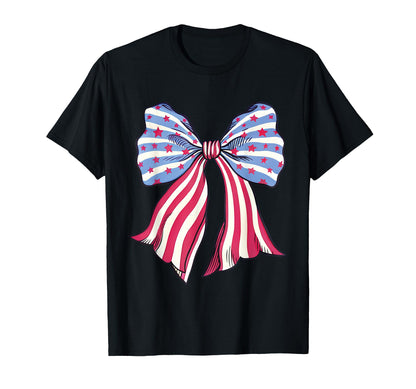 Patriotic Bow Stars Stripes American T-Shirt - Aesthetic Graphic Men Women - T-Shirt, Sweatshirt, Hoodie