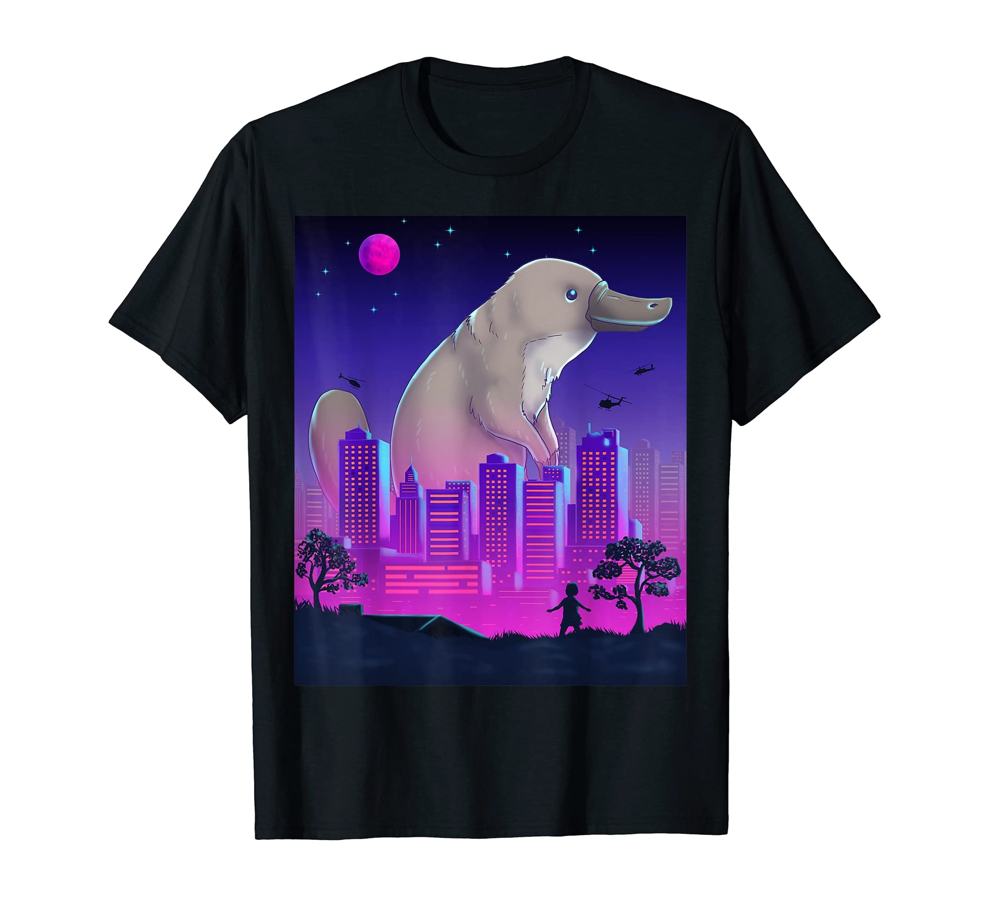 Giant Platypus Vaporwave Synthwave T-Shirt - Aesthetic Graphic for Adults - T-Shirt, Sweatshirt, Hoodie